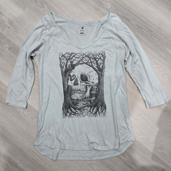 Volcom Tops - Volcom X Jamie Browne Collab Shirt Skull Owl Wolf Boat Ocean Trees Mint Green L